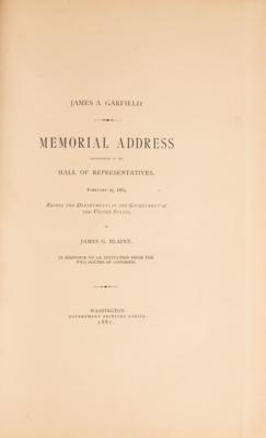 Lot #57 James A. Garfield: James G. Blaine Signed Memorial Address Book - Image 3