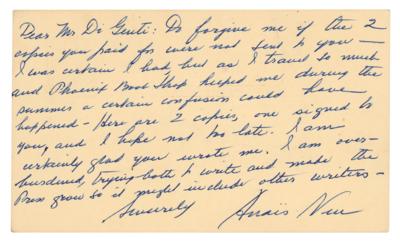 Lot #379 Anais Nin Autograph Letter Signed - Image 1