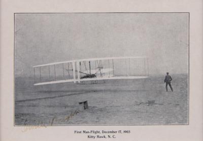 Lot #281 Orville Wright Signed Photograph of Man's First Flight - Image 1