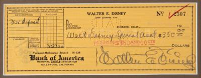 Lot #333 Walt Disney Signed Check - Image 2