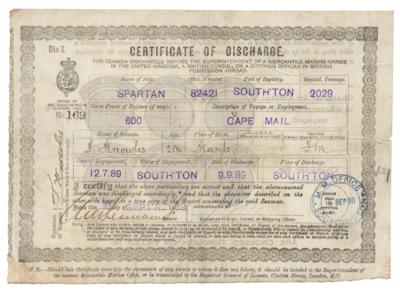 Lot #152 Titanic Suvivor: Thomas Knowles Document
