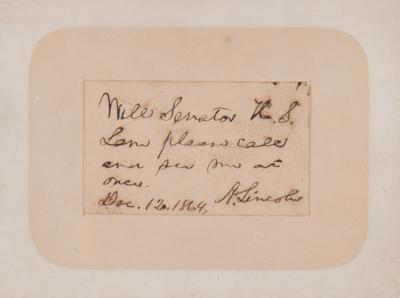 Lot #9 Abraham Lincoln Autograph Note Signed as President, Summoning a Supporter to the White House - Image 2