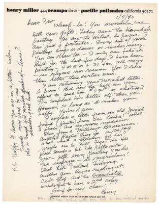 Lot #377 Henry Miller Autograph Letter Signed - Image 1