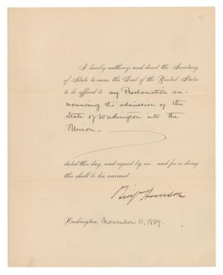 Lot #19 President Benjamin Harrison Approves