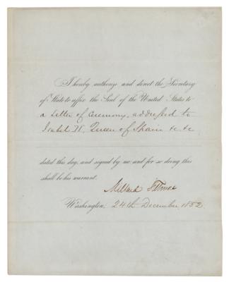 Lot #51 President Millard Fillmore Sends a Letter of Ceremony to Isabella II of Spain - Image 1