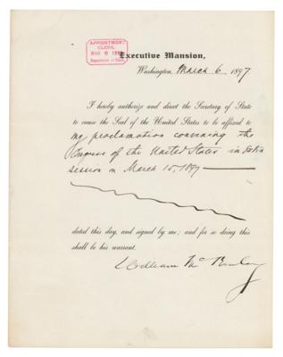 Lot #21 President William McKinley Calls a Special Session of Congress Two Days After His Inauguration - Image 1