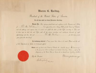 Lot #59 Warren G. Harding Document Signed as President - Image 1