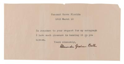 Lot #166 Alexander Graham Bell Typed Note Signed