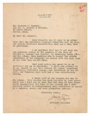 Lot #91 William H. Taft Typed Letter Signed - Image 1