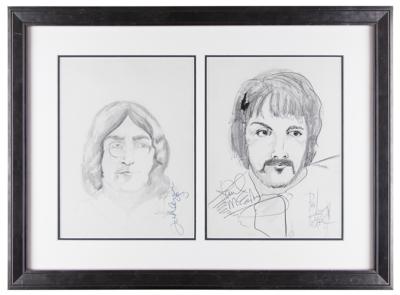 Lot #421 Beatles: John Lennon and Paul McCartney Signed Sketches - Image 1