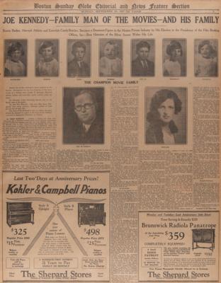 Lot #68 John F. Kennedy Family Newspaper (Boston Sunday Globe, 1927) - Presumably the First Newspaper Image of JFK - Image 1