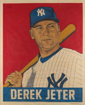 Lot #730 Derek Jeter Original Painting by Arthur K. Miller - Image 1