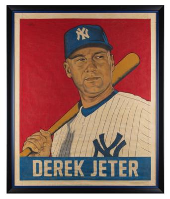 Lot #730 Derek Jeter Original Painting by Arthur K. Miller - Image 2
