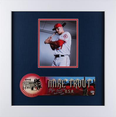 Lot #749 Mike Trout Signed 2011 All-Star Futures Game Locker Tag Name Plate - Image 1