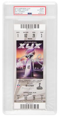 Lot #724 Tom Brady Signed Ticket for Super Bowl XLIX - PSA NM-MT 8 - Image 1