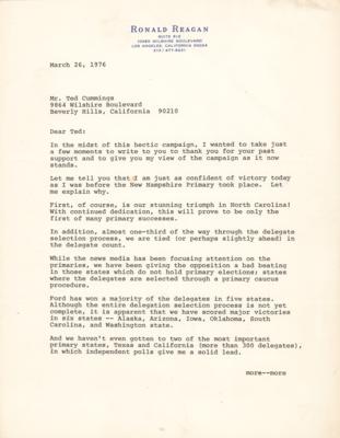 Lot #83 Ronald Reagan Typed Letter Signed on 1976 Republican Primaries: "I am in the race to stay!" - Image 1