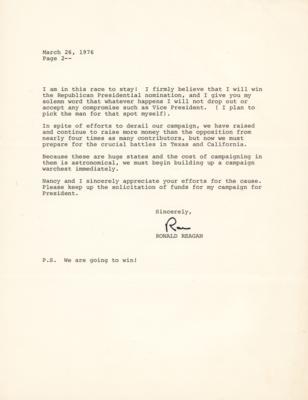 Lot #83 Ronald Reagan Typed Letter Signed on 1976 Republican Primaries: "I am in the race to stay!" - Image 2