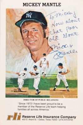 Lot #734 Mickey Mantle Signed Promo Card