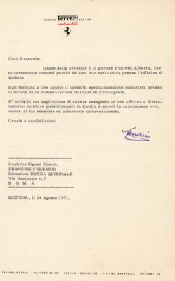 Lot #711 Enzo Ferrari Typed Letter Signed - Image 1