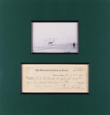 Lot #282 Wilbur and Orville Wright Signed Check to B.F. Goodrich - Image 1