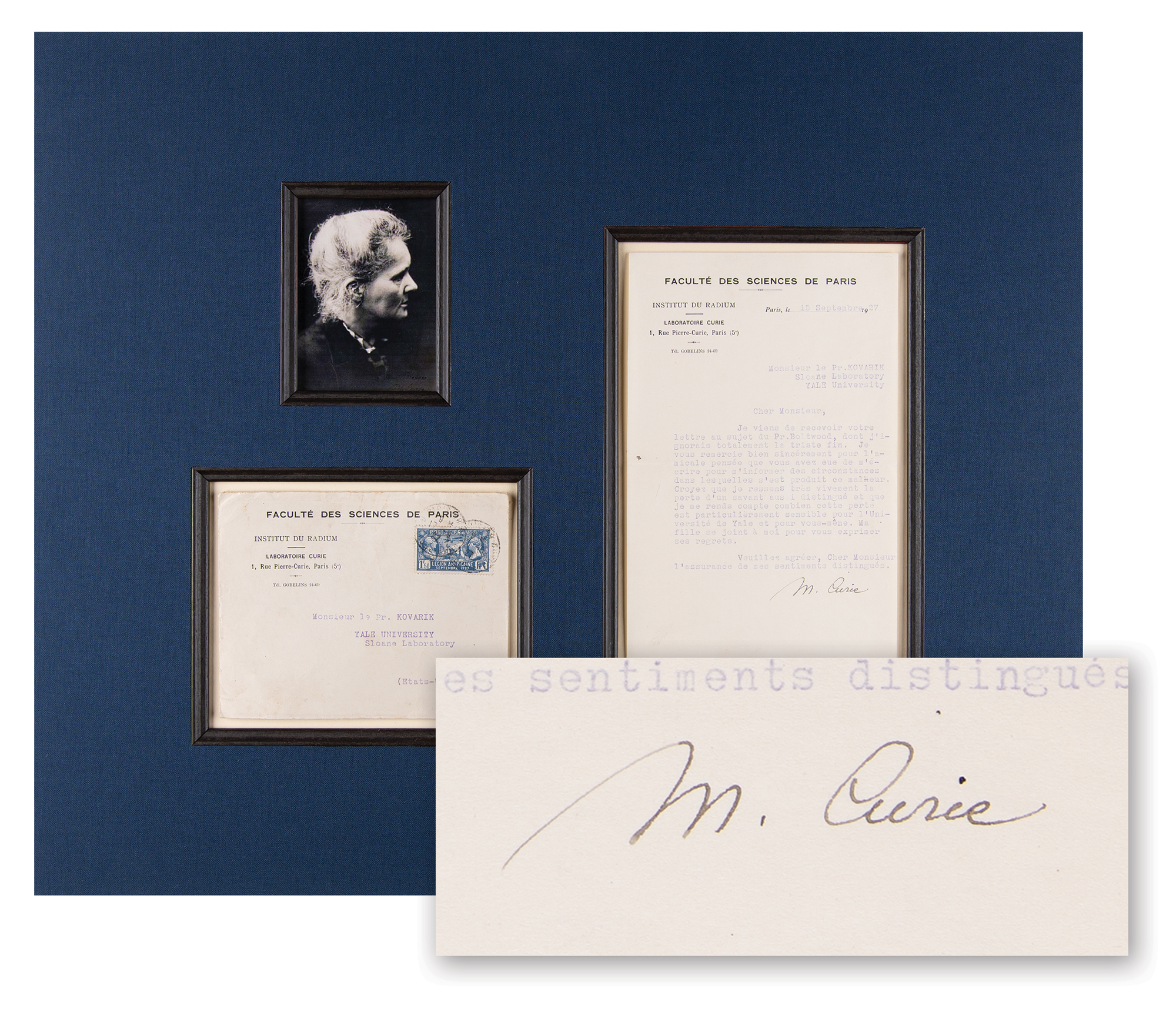 Lot #135 Marie Curie Typed Letter Signed from the Radium Institute - offering her condolences on the passing of a radiochemistry pioneer - Image 1