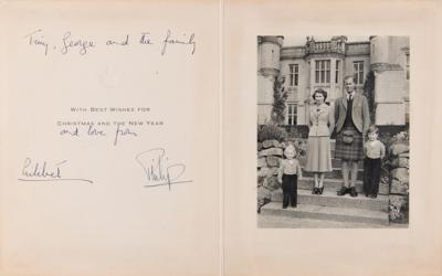 Lot #124 Queen Elizabeth II ("Lilibet") and Prince Philip Signed Christmas Card (1952) - Image 1