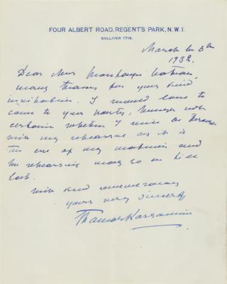 Lot #649 Tamara Karsavina Autograph Letter Signed - Image 1