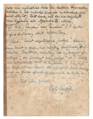 Lot #399 Bela Bartok Autograph Letter Signed - Image 2