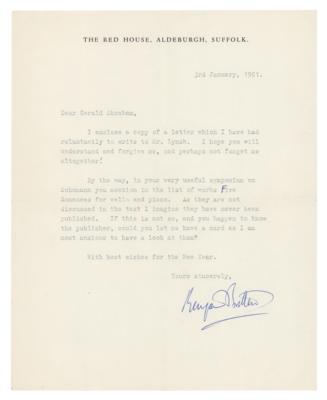 Lot #438 Benjamin Britten Typed Letter Signed