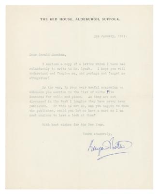 Lot #438 Benjamin Britten Typed Letter Signed - Image 1