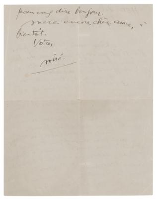 Lot #311 Joan Miro Autograph Letter Signed - Image 2