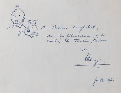 Lot #335 Herge Signed Book with Sketch of Tintin and Snowy - The Crab with the Golden Claws - Image 2