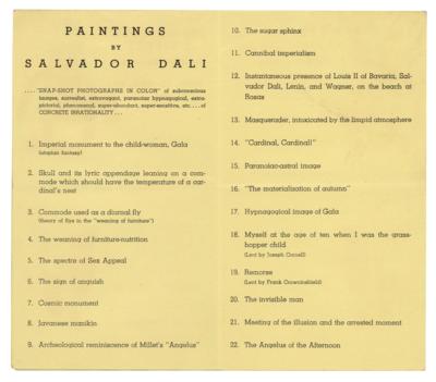 Lot #317 Salvador Dali Original 1934 Julien Levy Gallery Program - Image 2