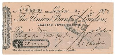 Lot #137 Charles Darwin Signed Check - Image 1