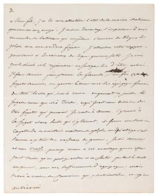 Lot #257 Napoleon Letter Signed to Adopted Son, Eugene de Beauharnais, on "the importance of using ships to prevent the enemy from blocking the Gulf" - Image 1