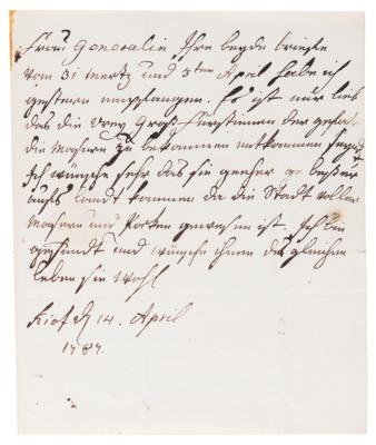 Lot #109 Catherine the Great Rare Handwritten Letter in German on a Measles Outbreak - Image 1