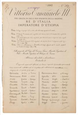 Lot #212 Benito Mussolini and Vittorio Emanuele III Document Signed - Image 1