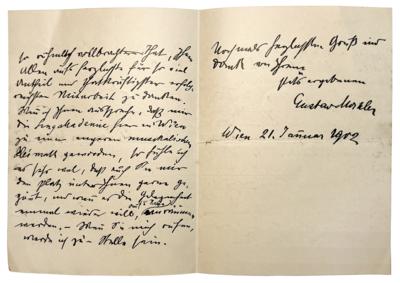 Lot #403 Gustav Mahler Autograph Letter Signed on Rehearsals for Strauss's 'Feuersnot' - Image 2