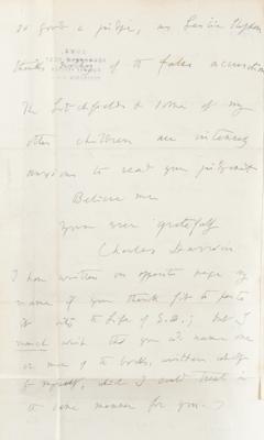 Lot #136 Charles Darwin Autograph Letter Signed and Signature in Book - once the property of Virginia Woolf - Image 5