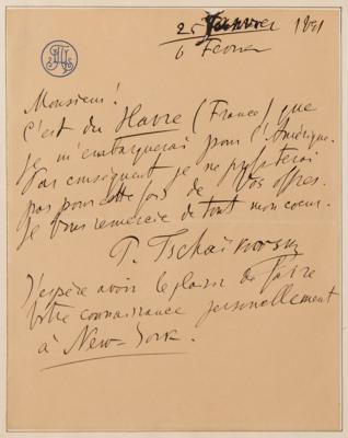 Lot #413 Pyotr Ilyich Tchaikovsky Autograph Letter