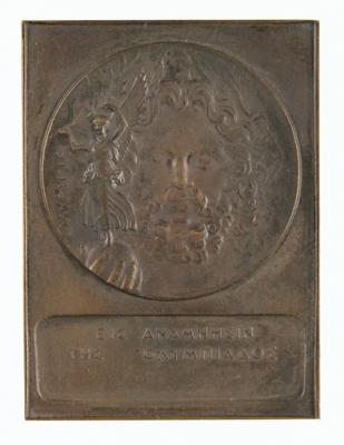 Lot #3398 Athens 1894 Olympic Games 40th Anniversary Commemorative Bronze Plaque - Image 1