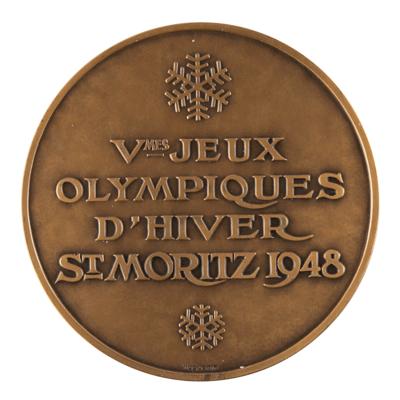 Lot #3069 St. Moritz 1948 Winter Olympics Uniface Bronze Winner's Medal - Image 1