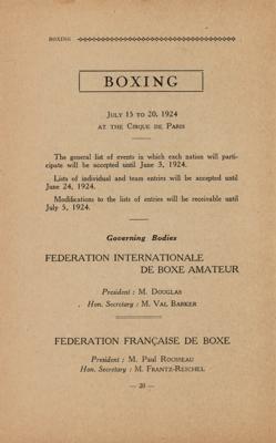 Lot #3296 Paris 1924 Summer Olympics Boxing Regulations Booklet - Image 3