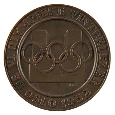 Lot #3132 Oslo 1952 Winter Olympics Copper Participation Medal - Image 1