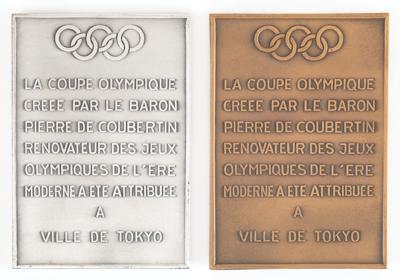 Lot #3404 Tokyo 1964 Summer Olympics Silver and Bronze 'Olympic Cup' Winner's Medal Plaques - Image 2