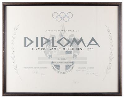 Lot #3179 Melbourne 1956 Summer Olympics Participation Diploma - Image 2