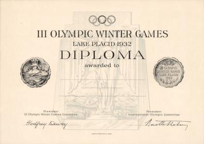 Lot #3171 Lake Placid 1932 Winter Olympics Diploma