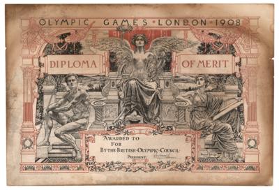 Lot #3169 London 1908 Olympics Diploma of Merit