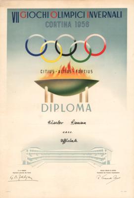 Lot #3178 Cortina 1956 Winter Olympics Participation Diploma - Image 1