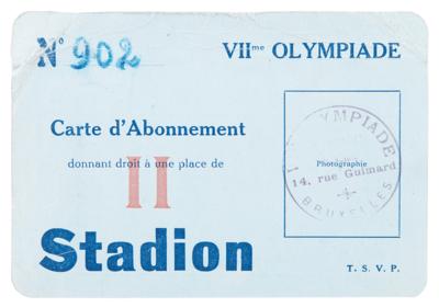 Lot #3330 Antwerp 1920 Olympics Season Ticket